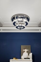 Living and Home Crystal Double-Layer Round LED Ceiling Light Cool White in Silver - thumbnail 2