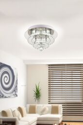 Living and Home Crystal Double-Layer Round LED Ceiling Light Cool White in Silver - thumbnail 6