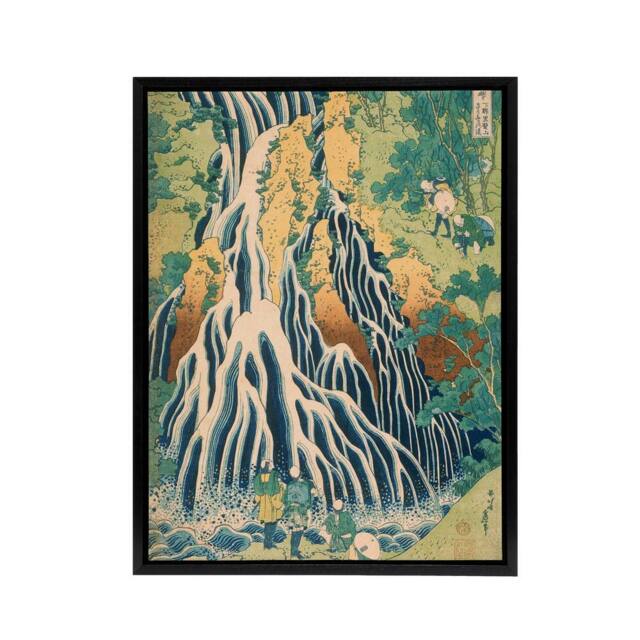 "Artery8 Hokusai Kirifuri Waterfall Mount Framed Canvas Japanese Wall Art Print - Size: W18"" x H24""" - image 1