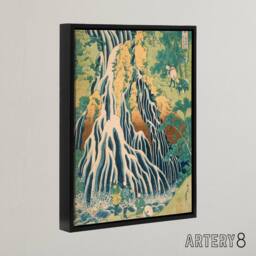 "Artery8 Hokusai Kirifuri Waterfall Mount Framed Canvas Japanese Wall Art Print - Size: W18"" x H24""" - thumbnail 2
