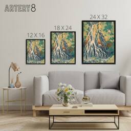 "Artery8 Hokusai Kirifuri Waterfall Mount Framed Canvas Japanese Wall Art Print - Size: W18"" x H24""" - thumbnail 4