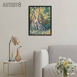 "Artery8 Hokusai Kirifuri Waterfall Mount Framed Canvas Japanese Wall Art Print - Size: W18"" x H24""" - thumbnail 3