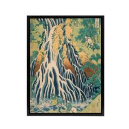 "Artery8 Hokusai Kirifuri Waterfall Mount Framed Canvas Japanese Wall Art Print - Size: W18"" x H24""" - thumbnail 1