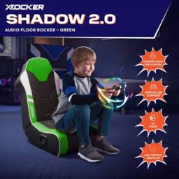 X Rocker Shadow 2.0 Audio Floor Rocker Gaming Chair for Kids in Green - thumbnail 2