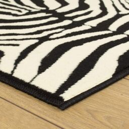 runrug Zebra Print Long Hallway Carpet Runner in White - Size: 70 cm x 360 cm - thumbnail 6