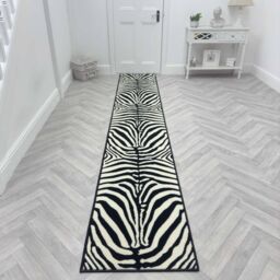 runrug Zebra Print Long Hallway Carpet Runner in White - Size: 70 cm x 360 cm - thumbnail 7