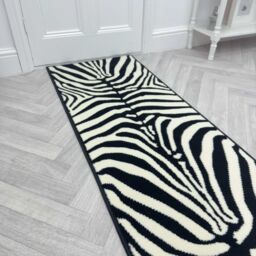 runrug Zebra Print Long Hallway Carpet Runner in White - Size: 70 cm x 360 cm - thumbnail 1