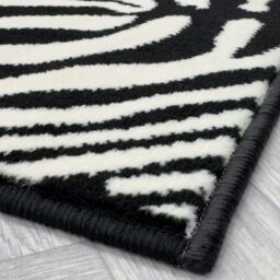 runrug Zebra Print Long Hallway Carpet Runner in White - Size: 70 cm x 360 cm - thumbnail 2