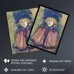 "Artery8 Jane Avril Portrait with Hat Vintage Wall Art Print Lautrec - Size: W24"" x H32""" - thumbnail 2