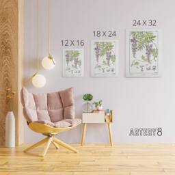 "Artery8 Wisteria Flower Canvas Wall Art Print Vintage Floral Verneuil in White - Size: W24"" x H32""" - thumbnail 4