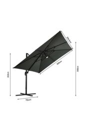 Garden Sanctuary Solar-Powered Outdoor Square Cantilever Parasol with Lights in Dark Grey - thumbnail 6