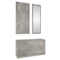 Berkfield Home 3-in-1 Shoe Cabinet Set Concrete Grey Engineered Wood - thumbnail 5