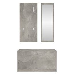 Berkfield Home 3-in-1 Shoe Cabinet Set Concrete Grey Engineered Wood - thumbnail 6