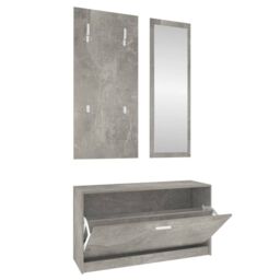 Berkfield Home 3-in-1 Shoe Cabinet Set Concrete Grey Engineered Wood - thumbnail 2