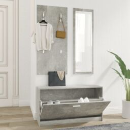 Berkfield Home 3-in-1 Shoe Cabinet Set Concrete Grey Engineered Wood