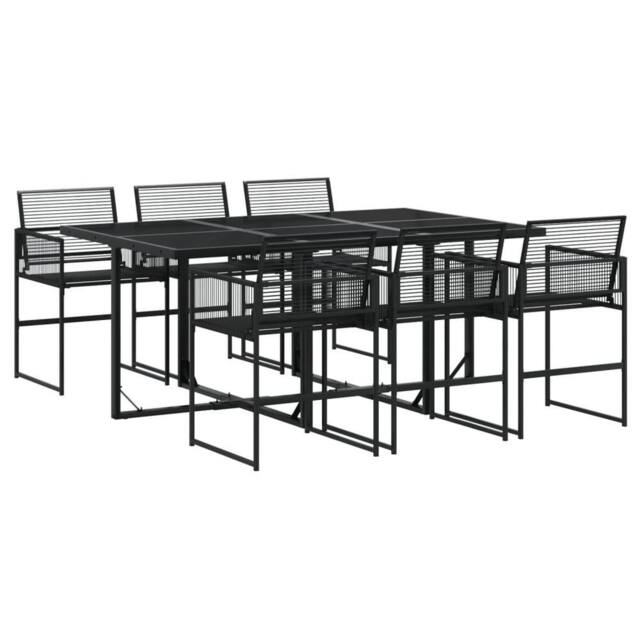 Berkfield Home 7 Piece Garden Dining Set Black Poly Rattan - image 1