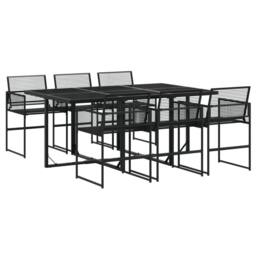 Berkfield Home 7 Piece Garden Dining Set Black Poly Rattan - thumbnail 1