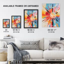 "Artery8 Wall Art Print Morning Sun Colourful Abstract Geometric Poster Picture - Size: W18"" x H24""" - thumbnail 3