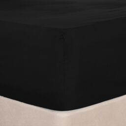 OHS Plain Bed Sheet Microfibre Deep Fitted Soft in Black - Size: Super King - thumbnail 3