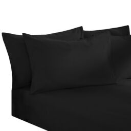 OHS Plain Bed Sheet Microfibre Deep Fitted Soft in Black - Size: Super King - thumbnail 2