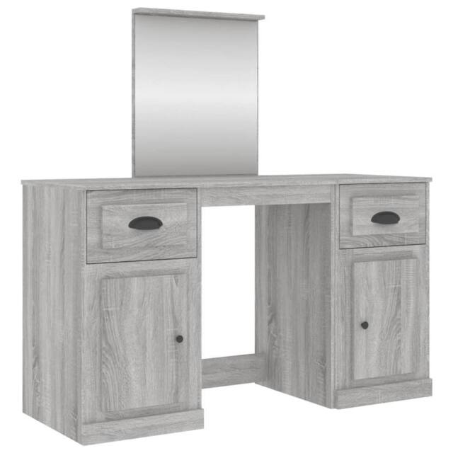 Berkfield Home Dressing Table with Mirror Grey Sonoma 130x50x132.5 cm - image 1