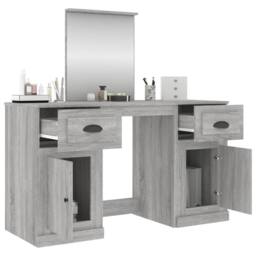 Berkfield Home Dressing Table with Mirror Grey Sonoma 130x50x132.5 cm - thumbnail 5