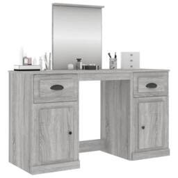 Berkfield Home Dressing Table with Mirror Grey Sonoma 130x50x132.5 cm - thumbnail 4