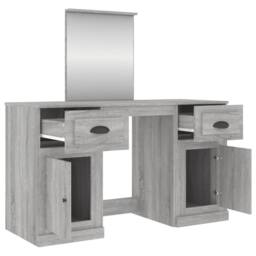 Berkfield Home Dressing Table with Mirror Grey Sonoma 130x50x132.5 cm - thumbnail 8