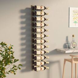 Berkfield Home Wall Mounted Wine Rack for 24 Bottles Gold Iron - thumbnail 2