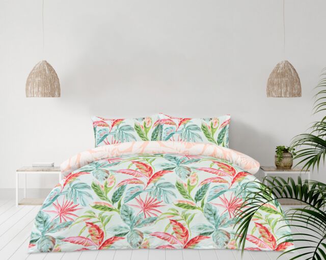 Smart Living Luxury Super Soft Reversible Exotic Palms Duvet Cover with Pillowcase - Size: Double - image 1