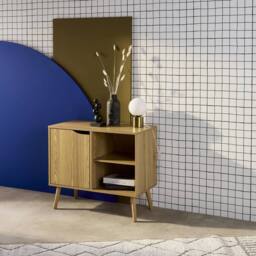 sweeek 80cm walnut-effect sideboard with 2 shelves in Light Brown - thumbnail 4