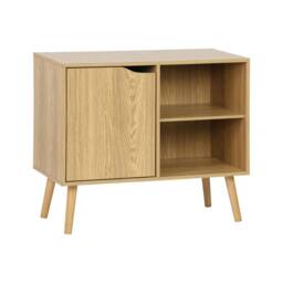 sweeek 80cm walnut-effect sideboard with 2 shelves in Light Brown - thumbnail 2