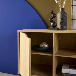 sweeek 80cm walnut-effect sideboard with 2 shelves in Light Brown - thumbnail 5