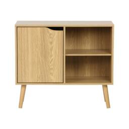 sweeek 80cm walnut-effect sideboard with 2 shelves in Light Brown - thumbnail 7