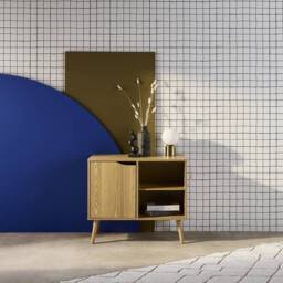 sweeek 80cm walnut-effect sideboard with 2 shelves in Light Brown - thumbnail 3