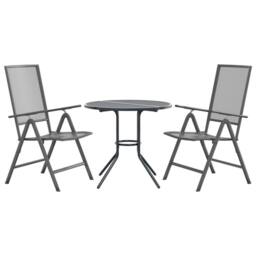 Berkfield Home Reclining Garden Chair Set 3 pcs Anthracite Powder-coated Steel in Dark Grey - thumbnail 3