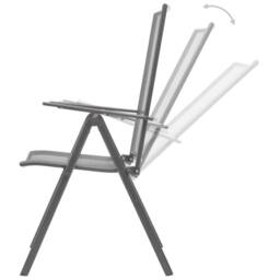 Berkfield Home Reclining Garden Chair Set 3 pcs Anthracite Powder-coated Steel in Dark Grey - thumbnail 7