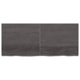 Berkfield Home Wall Shelf Dark Grey 140x60x(2-4) cm Treated Solid Wood Oak in Brown - thumbnail 2
