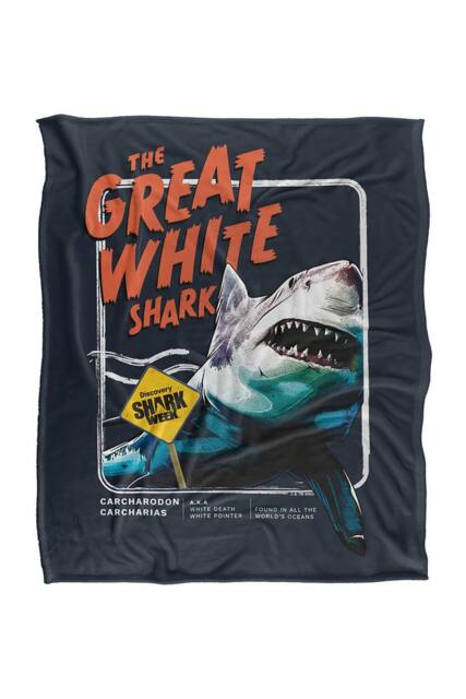 Warner Brothers Shark Week Television Series 152x127 cm Great White Soft Throw Blanket - image 1