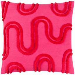 Heya Home Archie Abstract Tufted Cushion in Pink - Size: 45 cm x 45 cm