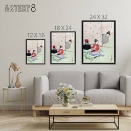 "Artery8 Wrapping A Gift Beauties Flowers Framed Canvas Wall Art Print Gekko in Green - Size: W12"" x H16""" - thumbnail 4