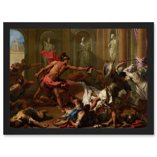 Artery8 Ricci Perseus Phineus Head Medusa Gorgon Greek Myth Painting Artwork Framed Wall Art Print A4 in Black - image 1