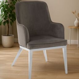Orsina Versatile Grey Velvet Dining Chair With Silver Finish Legs, Durable Dining Chair, Sleek Dining Chair in Black