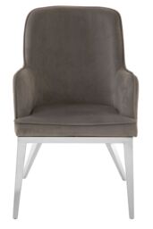 Orsina Versatile Grey Velvet Dining Chair With Silver Finish Legs, Durable Dining Chair, Sleek Dining Chair in Black - thumbnail 6