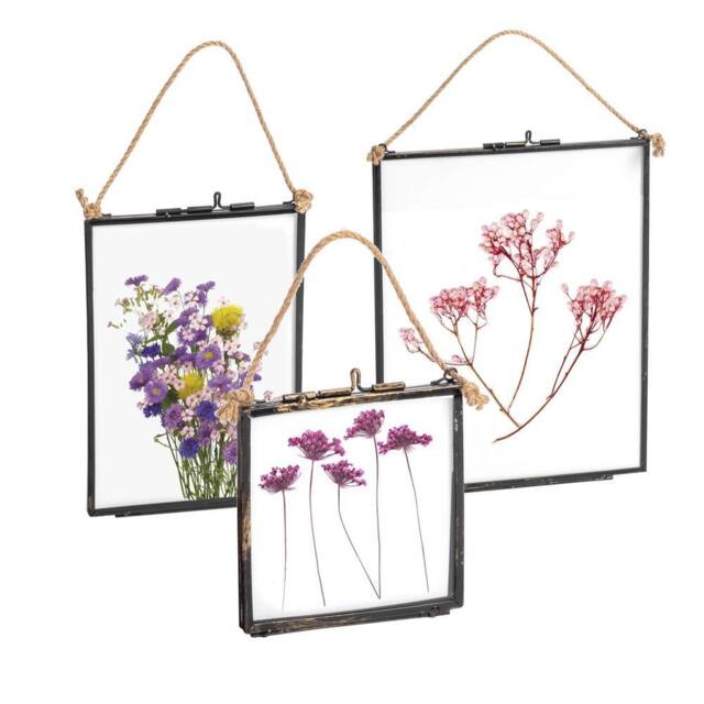 Nicola Spring 3pc Hanging Metal Photo Frames Gallery Set - Black - Picture Frame Wall Mounted Frame with Rope - image 1