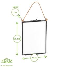 Nicola Spring 3pc Hanging Metal Photo Frames Gallery Set - Black - Picture Frame Wall Mounted Frame with Rope - thumbnail 4