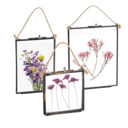 Nicola Spring 3pc Hanging Metal Photo Frames Gallery Set - Black - Picture Frame Wall Mounted Frame with Rope - thumbnail 1