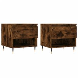 Berkfield Home Coffee Tables 2 pcs Smoked Oak 50x46x50 cm Engineered Wood in Brown - Size: 50 x 46 x 50 cm - thumbnail 2