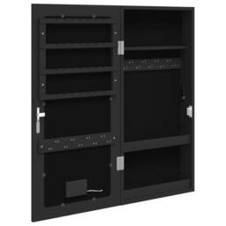 Berkfield Home Mirror Jewellery Cabinet with LED Lights Wall Mounted Black - thumbnail 8