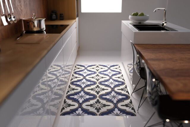 Artsy Mats Maroc Blue Vinyl Floor Mat 67x145cm - Size: Medium - image 1